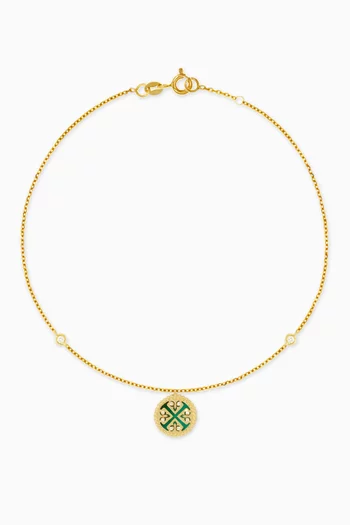 خلخال لايس مرصع بالملاكيت والماس ذهب أصفر عيار 18