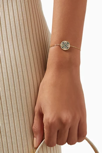 Lace Bracelet with Malachite & Diamond in 18kt Yellow Gold