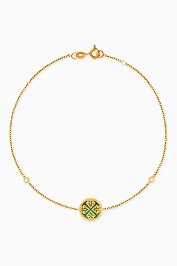 Lace Bracelet with Malachite & Diamond in 18kt Yellow Gold