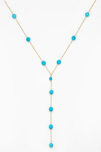 Y Necklace with Turquoise in 18kt Yellow Gold  