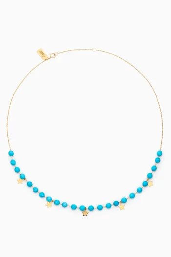Multi Star Choker Necklace with Turquoise in 18kt Yellow Gold   