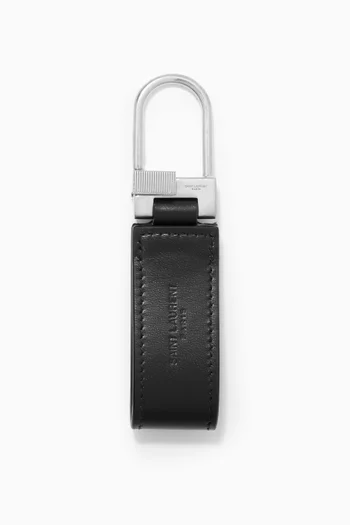Tiny Monogram Keyring in Matte Leather        