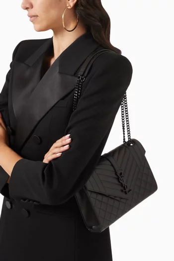 Medium Envelope Shoulder Bag in Mix Matelassé Grain de Poudre Embossed Leather   
