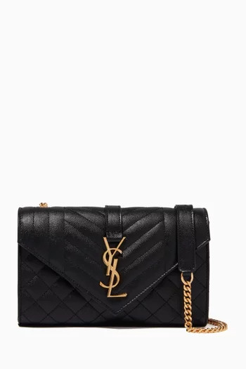 Small Envelope Bag in Mix Matelassé Grain de Poudre Embossed Leather   
