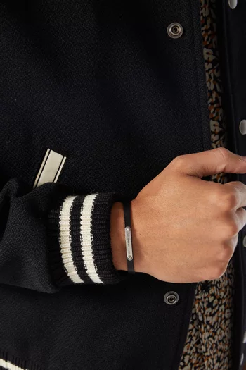 SAINT LAURENT ID Plaque Bracelet in Smooth Leather 