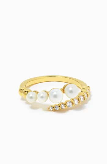 Pavé & Pearl Open Ring