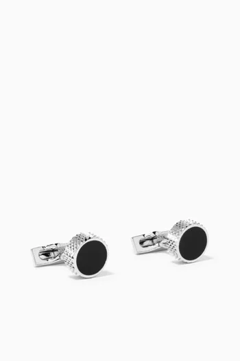 Circular Cufflinks in Chromium  