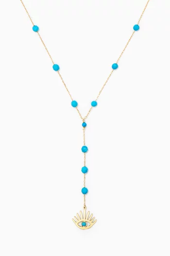 Eye Y Necklace with Turquoise in 18kt Yellow Gold   