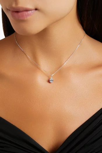 Cleo Mini Rev Diamond Pendant Necklace in 18kt White Gold