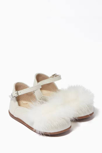 Fur Detail Ballerinas in Leather  