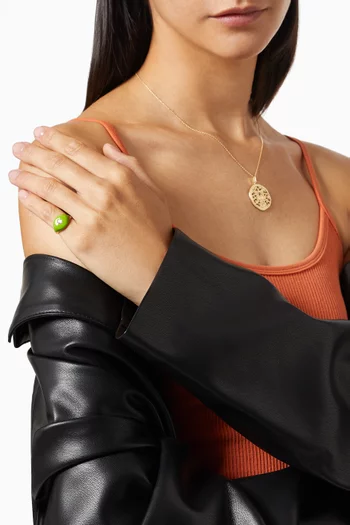 BonBon Pinky Ring with Enamel & Quartz in 14kt Yellow Gold  