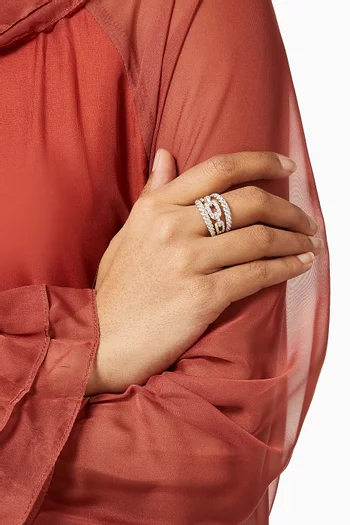 Stax Three Row Diamond Pavé Chain Link Ring in 18kt Yellow Gold 