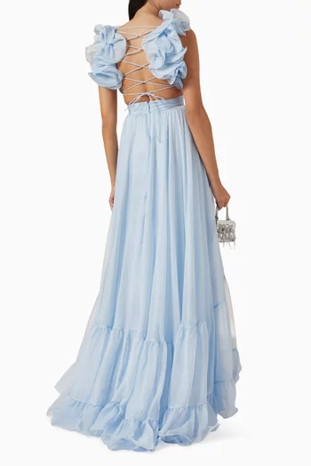 Ruffle Tiered Cut-out Gown in Chiffon