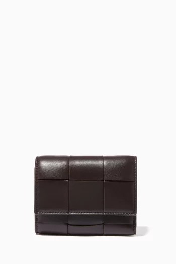 Mini Tri-fold Zip Wallet in Intrecciato Nappa            