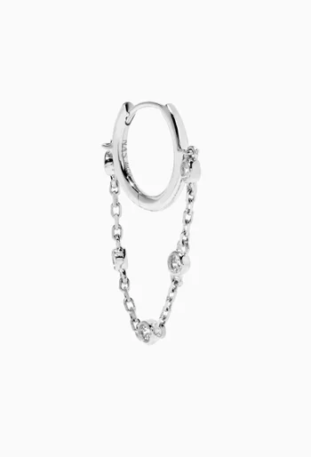 Diamond Chain Single Huggie in 18kt White Gold