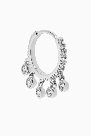 Diamond Dangle Single Huggie in 18kt White Gold