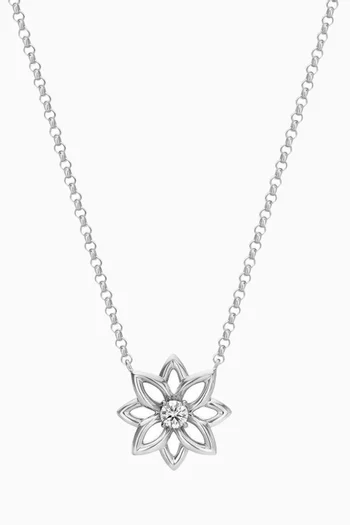 Lotus Diamond Necklace in 18kt White Gold   