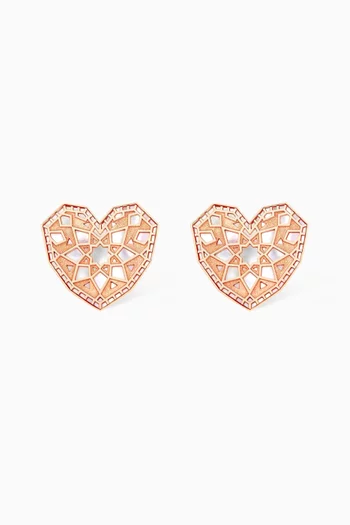 Qalb Turath Large Stud Earrings in 18kt Rose Gold 