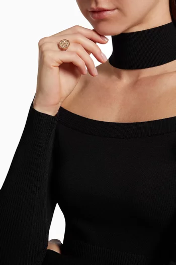 خاتم تراث كلاسيك متوسط ذهب وردي عيار 18