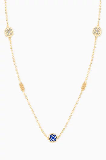 Amelia Magical Dusk Mother of Pearl Three Motifs Necklace in 18kt Yellow Gold    