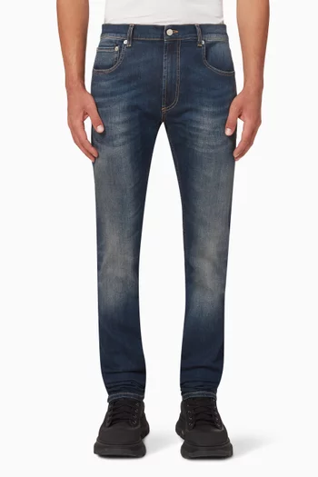 Slim-fit Graffiti Denim Jeans in Cotton 