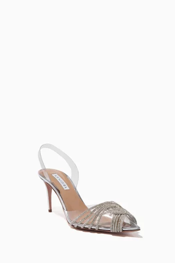 Gatsby 75 Crystal-embellished Slingback Pumps in PVC & Leather