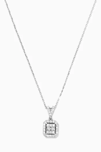 Mystery Set Framed Diamond Pendant in 14kt White Gold 