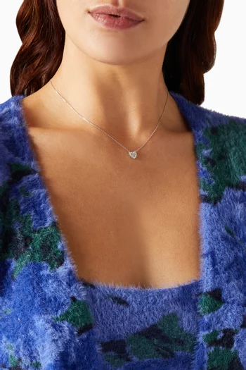 Pavé & Baguette Diamond Heart Pendant in 14kt White Gold  