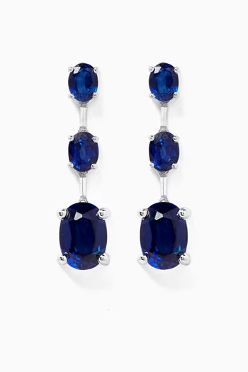 Diamond & Sapphire Pendant Earrings in 14kt White Gold 