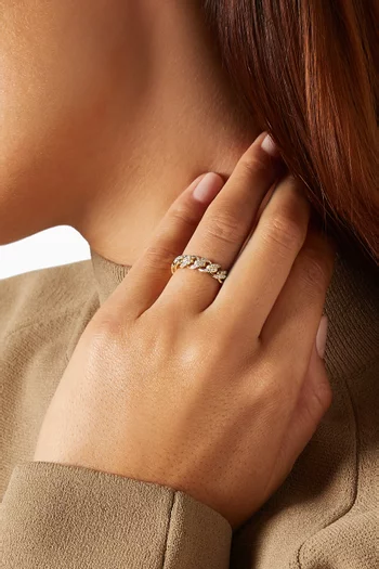 Pavé Diamond Chain Band Ring in 14kt Yellow Gold 