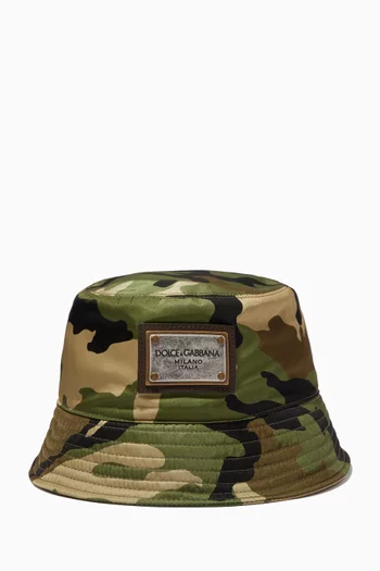 DG Plaque Bucket Hat in Camouflage Cotton