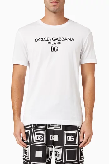 Iconic DG Logo T-shirt in Cotton Jersey    