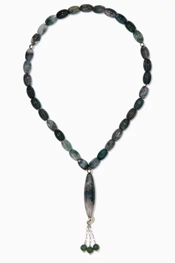 Scalloped Worry Beads in Moss Agate 