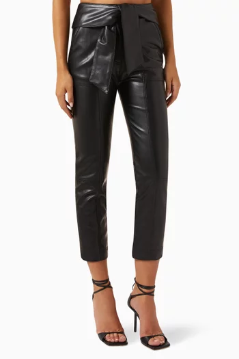 Tessa Tie Waist Pants in Vegan Leather