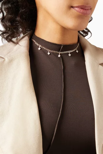 Quwa Dangling Square Diamond Necklace in 18kt Rose Gold 