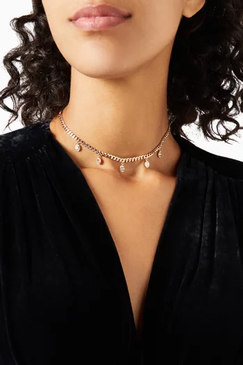 Quwa Dangling Oval Diamond Necklace in 18kt Rose Gold 