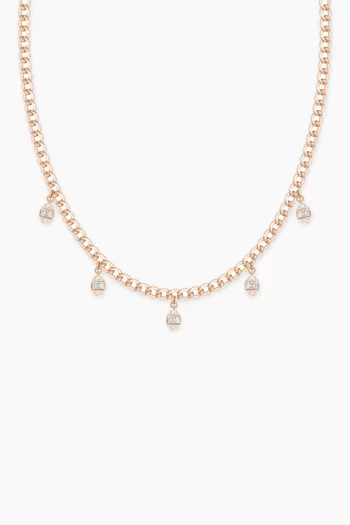 Quwa Dangling Oval Diamond Necklace in 18kt Rose Gold 