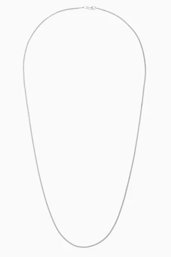 Cuban Chain Necklace in Sterling Silver, 1.3mm      