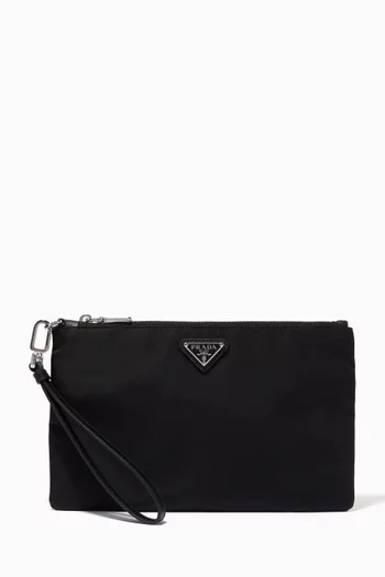 Logo Plaque Clutch in Nylon  