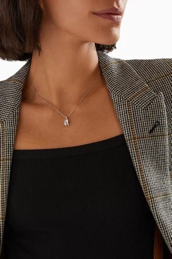 Cleo Full Diamond Huggie Pendant Necklace in 18kt White Gold 