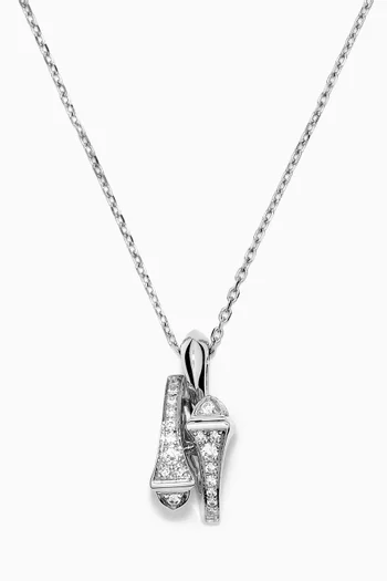 Cleo Full Diamond Huggie Pendant Necklace in 18kt White Gold 