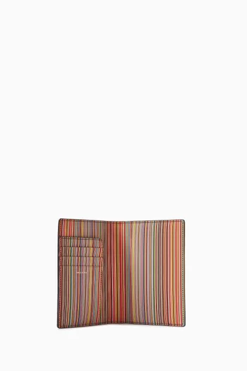 Signature Stripe Passport Cover in Leather
