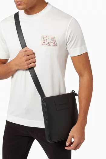 EA Flat Crossbody Bag in Tumbled Leather   