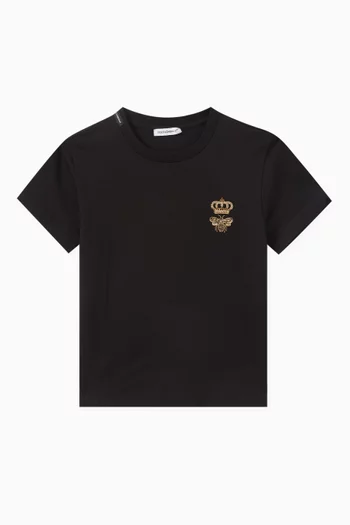 Crown Embroidered T-shirt in Cotton