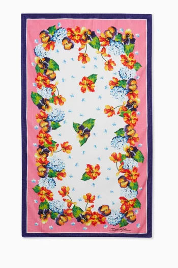 Renaissance Floral Print Beach Towel