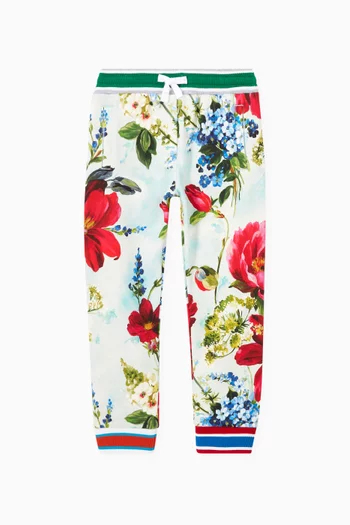 Floral Print Jogging Pants in Jersey
