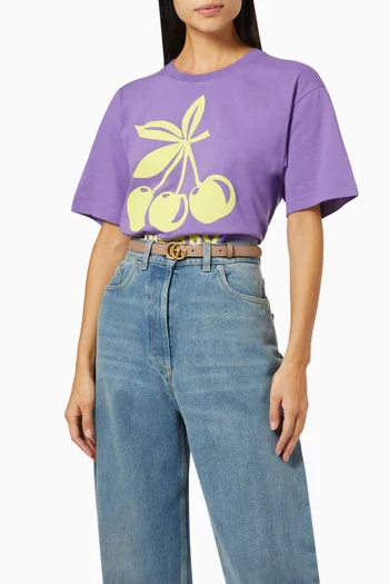 GG Marmont Reversible Thin Belt in Leather