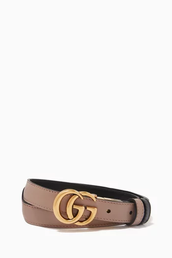 GG Marmont Reversible Thin Belt in Leather