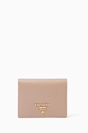 Logo Small Wallet in Saffiano Leather  