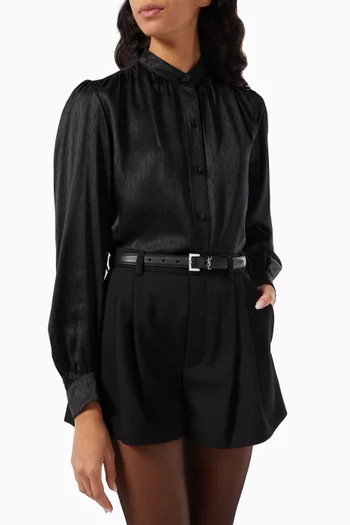 Monogram Narrow Belt with Square Buckle in Smooth  Leather               